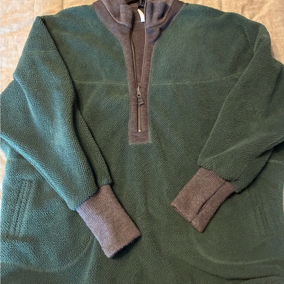 free people movement Tops - FP Movement by Free People Forest Green Half-Zip Fleece with Charcoal Trim